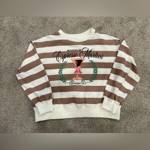 Running On Espresso Martini Crewneck Sweatshirt Fantastic Fawn Sz MED EUC